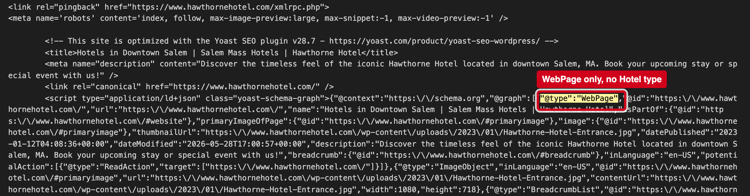 Screenshot: Machines are not told you are a hotel